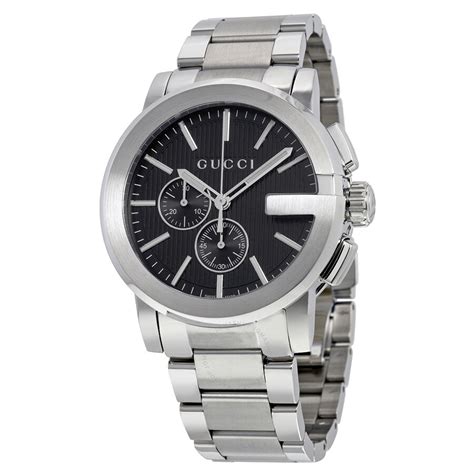 gucci mens black steel watch
